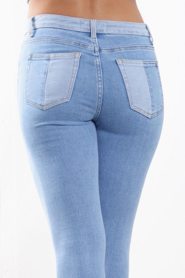 Τζιν Παντελόνι Skinny Δίχρωμο Σιέλ