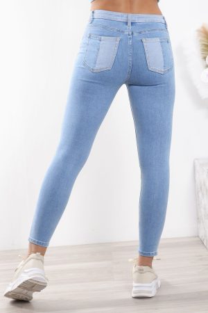 Τζιν Παντελόνι Skinny Δίχρωμο Σιέλ Τζιν Παντελόνι Skinny Δίχρωμο Σιέλ