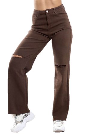 Τζιν Παντελόνι Φαρδύ Καφέ