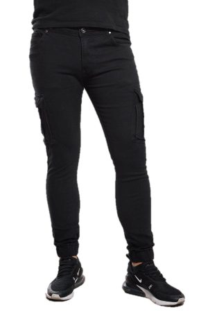 Ανδρικό Τζιν Παντελόνι Cargo Μαύρο Ανδρικό Τζιν Παντελόνι Cargo Μαύρο