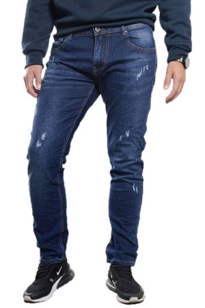 Ανδρικό Τζιν Παντελόνι με Φθορές Μπλε Ανδρικό Τζιν Παντελόνι με Φθορές Μπλε