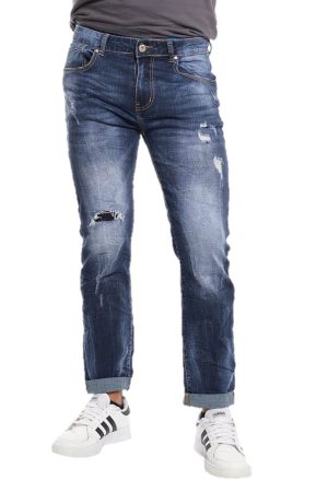 Ανδρικό Τζιν Παντελόνι Ξεβαμμένο με Φθορές Μπλε Ανδρικό Τζιν Παντελόνι Ξεβαμμένο με Φθορές Μπλε