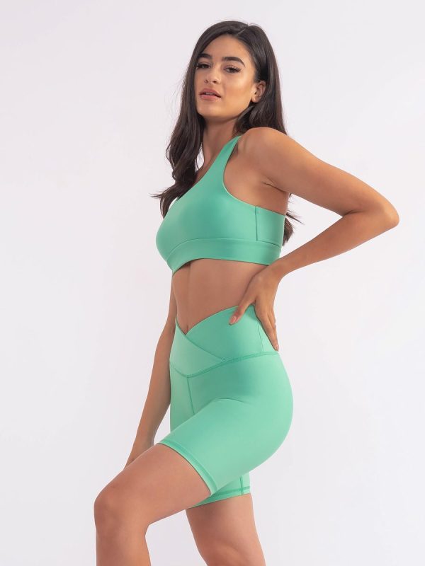 Beatric Fluo green Ψηλόμεσο midi Biker pushup κολάν σύσφιξης σε διαχρονική μονοχρωμία.