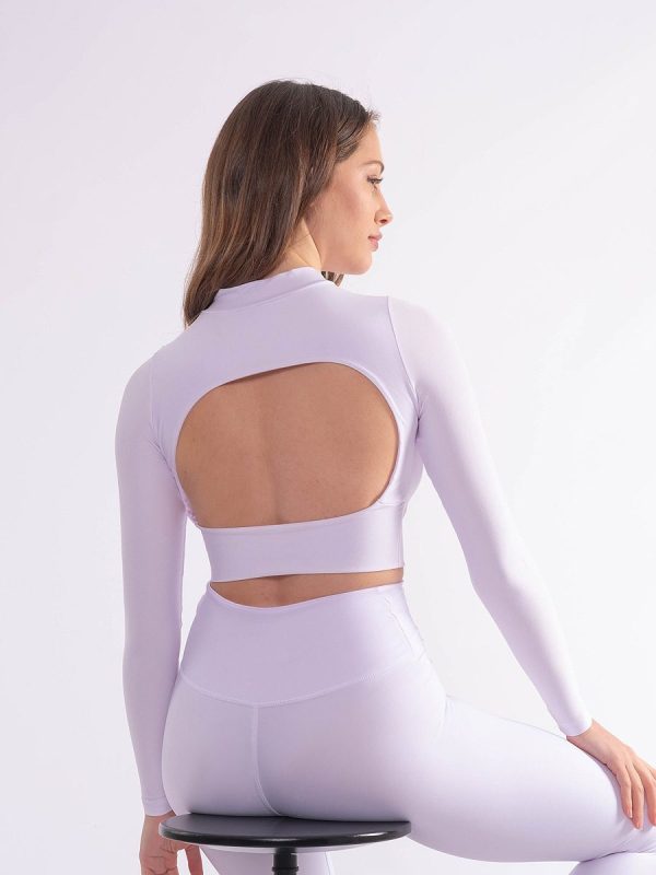 Onika Άσπρο Μακρυμάνικο crop τοπ με άνοιγμα στην πλάτη και στο στήθος.
