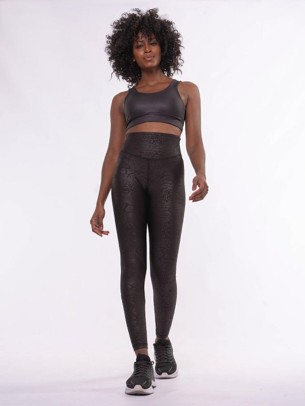 Gladys Μαύρο Ψηλόμεσο pushup κολάν σύσφιξης με Leather Look ύφασμα.