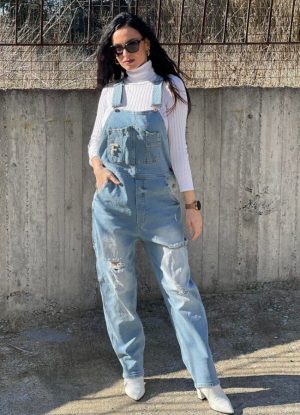 Boyfriend jean σαλοπέτα - Μπλε