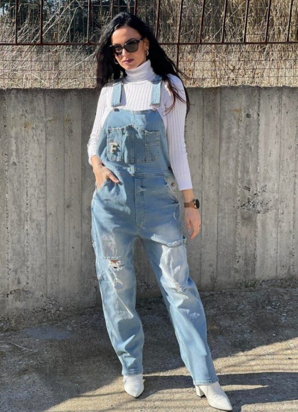 Boyfriend jean σαλοπέτα - Μπλε