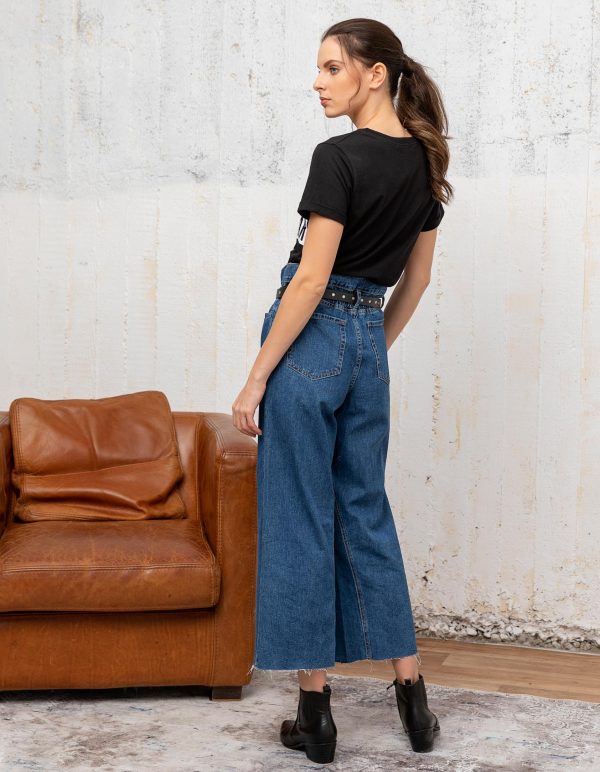 Cropped ψηλόμεσο denim παντελόνι