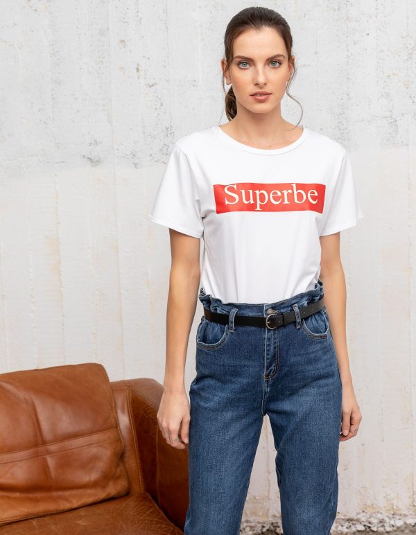 Denim ψηλόμεσο παντελόνι με ζώνη