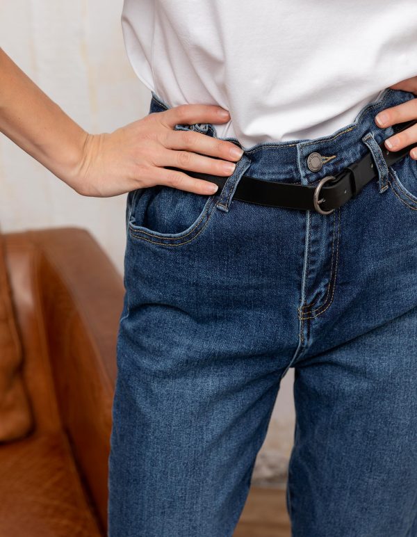 Denim ψηλόμεσο παντελόνι με ζώνη