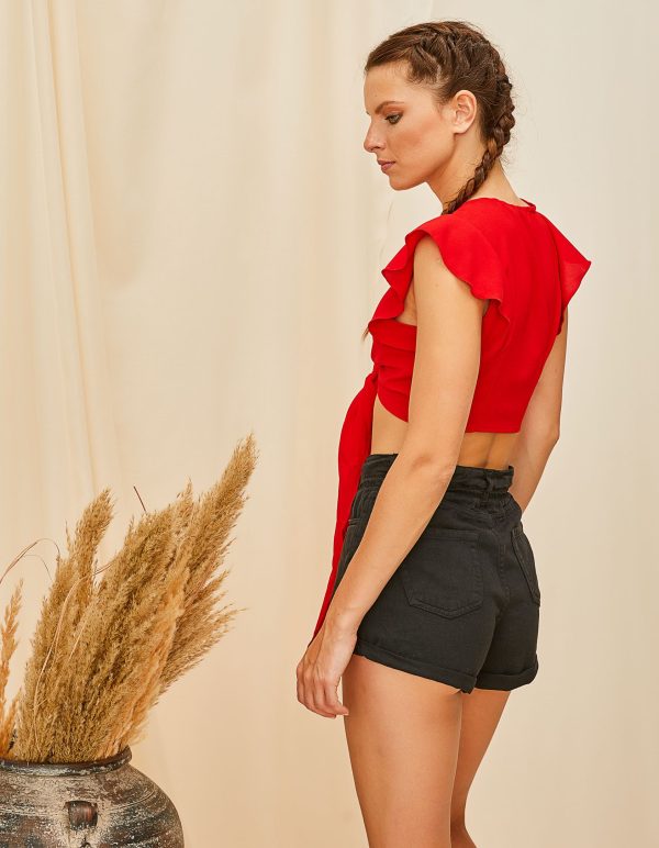 Denim σορτς με ρεβέρ