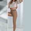 δερματίνη κολάν με λάστιχο στη μέση - Μπεζ