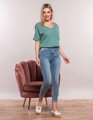 Ψηλόμεσο εφαρμοστό τζιν παντελόνι - Μπλε