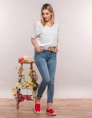 Ελαστικό skinny τζιν με ζώνη - Μπλε Ελαστικό skinny τζιν με ζώνη - Μπλε