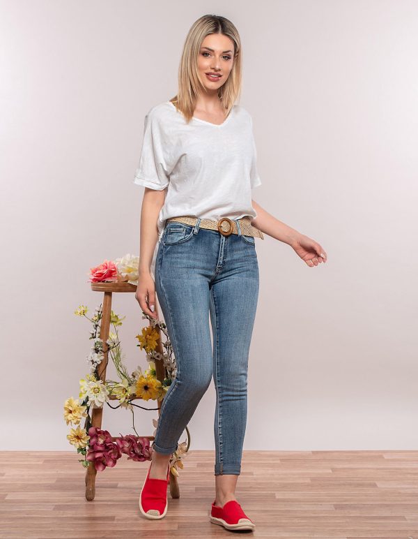 Ελαστικό skinny τζιν με ζώνη