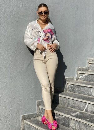 παντελόνι jean ελαστικό - Μπεζ