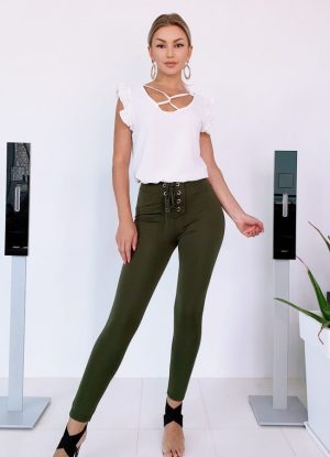 ψηλόμεσο παντελόνι / κολάν με τρουκς - Χακί