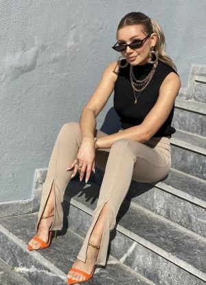 ριπ παντελόνι / κολάν ελαστικό - Μπεζ