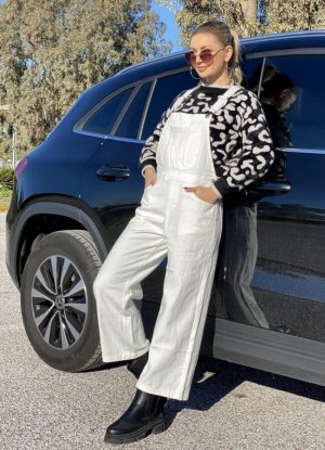 σαλοπέτα jean - Λευκό