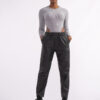 Mabel Μαύρο Ελαστικό παντελόνι δερματίνης comfortable, με λάστιχο στην μέση. 3