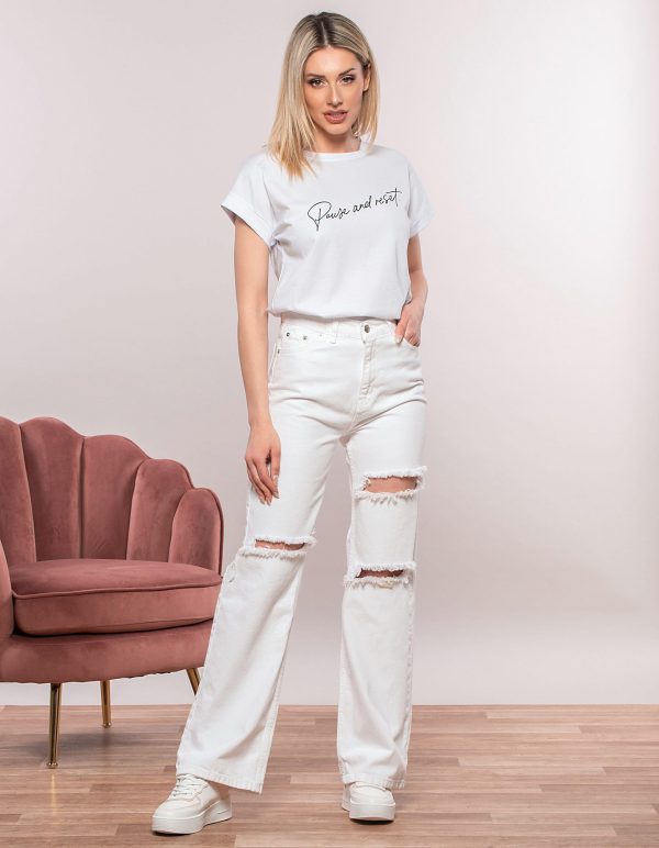 Wide leg τζιν με ανοίγματα