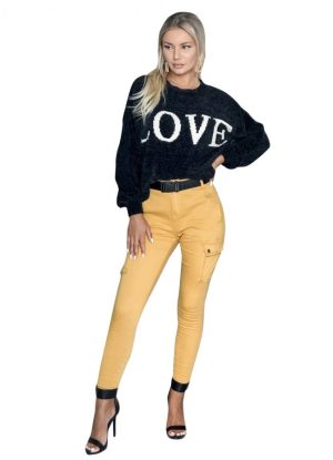 τζιν παντελόνι με τσέπες - Μουσταρδί