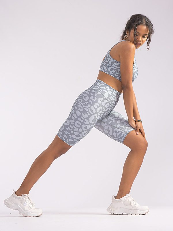 Vitale water green Ψηλόμεσο Biker pushup κολάν σύσφιξης με Print.